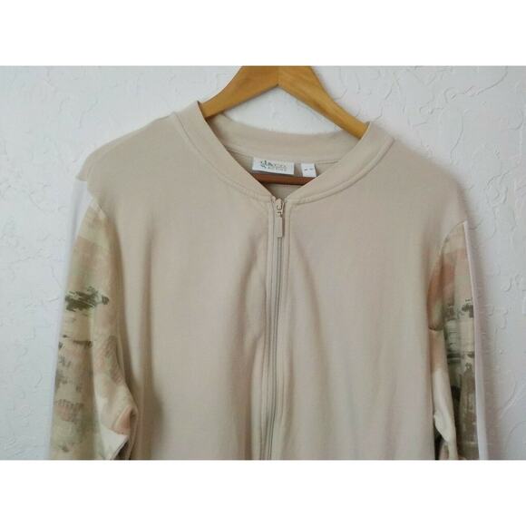 D&Co Active Sports Jacket Full Zip Up Women size XL Beige with Camo Sleeves - Picture 3 of 11